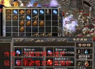 传奇1.76版如何快速升级?新手必看攻略全解析 传奇1.76版如何快速升级?新手必看攻略全解析